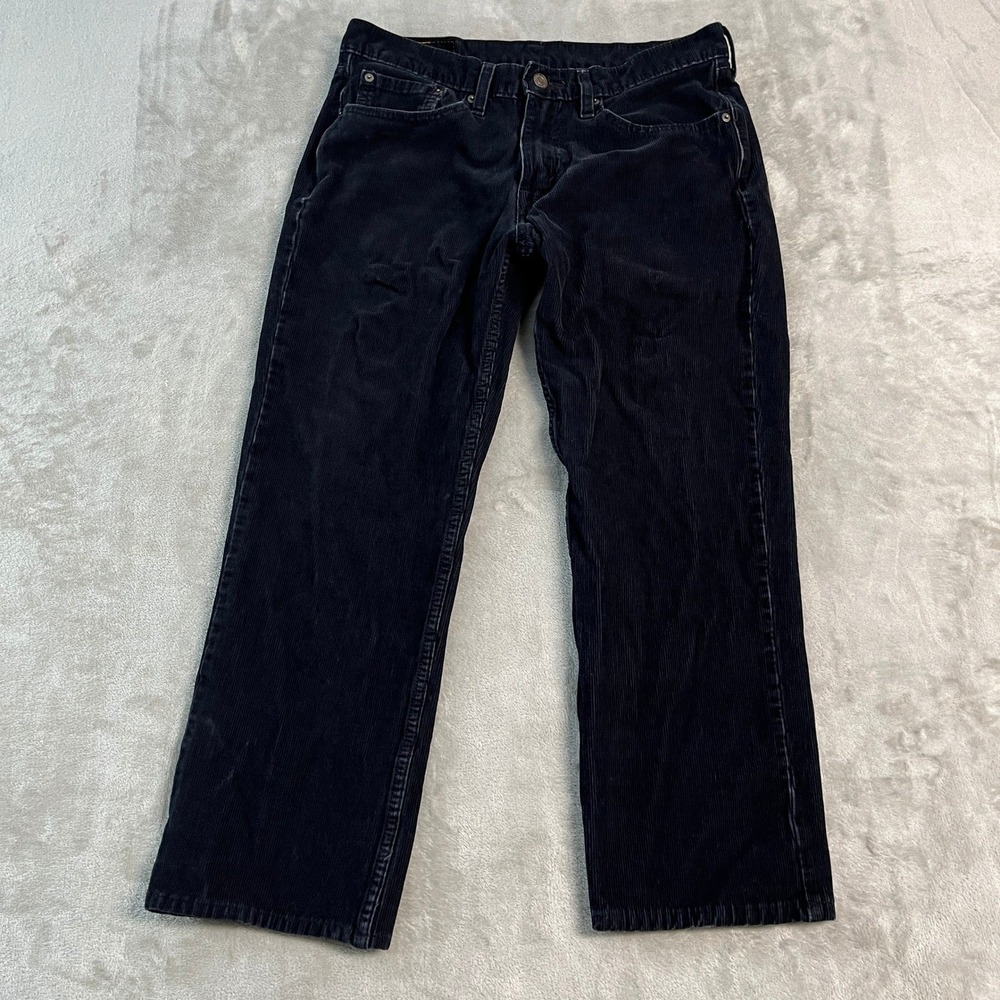 Levis 514 Straight Fit Corduroy Pants Mens 31x32 (31x25) Navy Blue Stretch